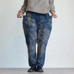 UZUiROプレーンキャンプワークパンツ/グレーブルーまだら/三河織物