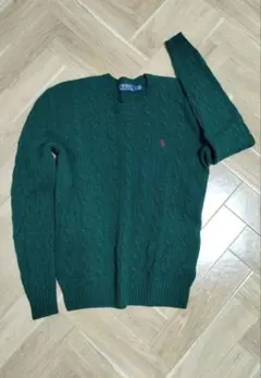Polo RalphLauren ダークグリーン ケーブルニットS170/92A
