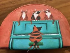 ポーチ 猫 キャメル