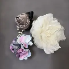 コサージュ 3点セット 花モチーフ