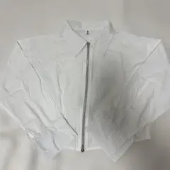 フロントジップ 長袖シャツ ホワイト