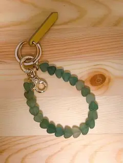 HASHIBAMI【天然石 ハート スマホハンドストラップ】アベンチュリン