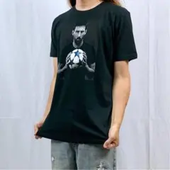 【半袖 Tシャツ】新品 メッシ  サッカー アルゼンチン バズる 黒 Tシャツ