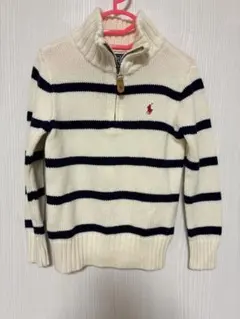 【美品】Ralph Lauren コットンハーフジップセーター 4T ボーダー