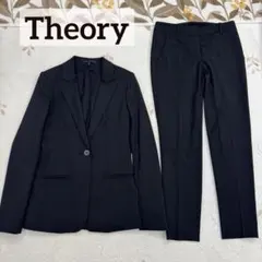 美品 theory ブラック パンツスーツ 0 S 黒 セットアップ セオリー