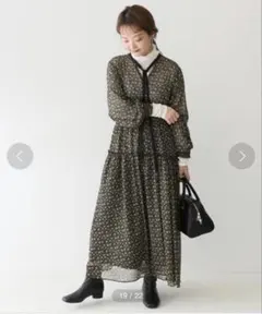 フラワーバイカラーボウタイワンピース