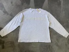 カルバンクライン 立体ロゴ ロンT ホワイトグレー Ｍ Calvin Klein