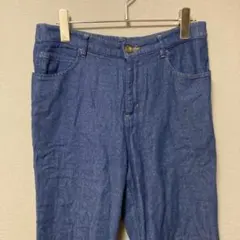 フェリシモ　ストレッチデニムパンツ(L相当)ネイビー　裏地あり　ストレートのサムネイル