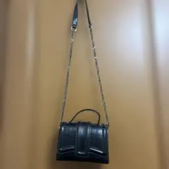 クロコダイル風 ブラック ショルダーバッグ