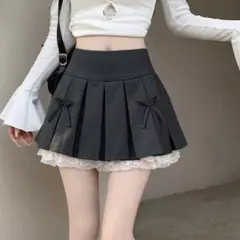 SHEIN プリーツレーススカート グレー