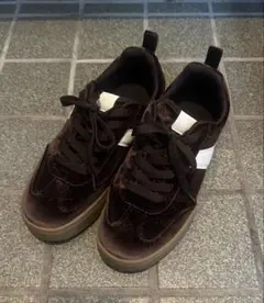 GU ベロアスニーカー ブラウン M 23.5cm