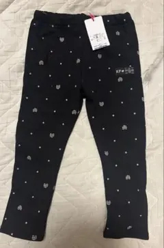 <新品>KP ドット柄 キッズ裏起毛パンツ 黒