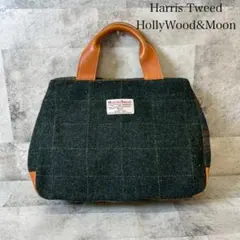 Harris Tweed ウール レザー チェック ハンドバッグ　　 RG308のサムネイル