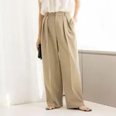 NOLLEY'S sophi ウォッシャブルギャバジンワイドパンツ　ベージュのサムネイル