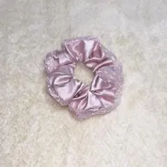 ピンクシュシュ ヘアゴム ガーリー レースシュシュ