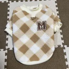 犬服 フリース チェック柄 M刺繍 小型犬用