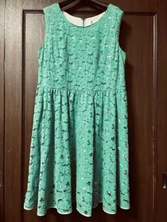 【美品】エフデ　大きいサイズ17号　レースワンピース　グリーン