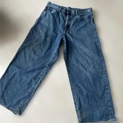 guダークブルーワイドレッグデニム
