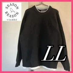 SEASON REASON 黒 リブ編み ニットセーター LL