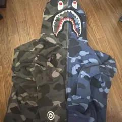BAPE シャーク フルジップ パーカー 青黒 A BATHING APE Lのサムネイル