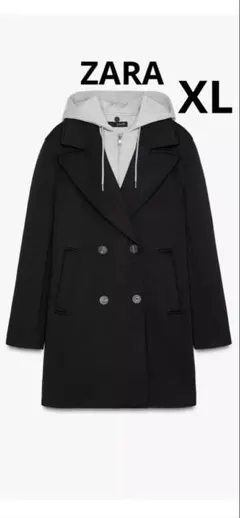 ZARA デタッチャブルフード コントラストコート　M〜L 美品 定価13590円☆ZARA☆ デタッチャブルフード コントラストコートS