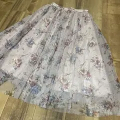 お値下げ　Misch Masch 花柄チュール　ロングスカート 36