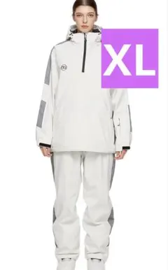 訳アリ新品⭐️スノーボードウェア 上下セット スキーウェア ハーフジップ XL 白のサムネイル
