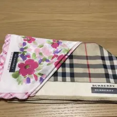 バーバリーハンカチ　新品未使用 花柄　チェック　2枚　約50センチ