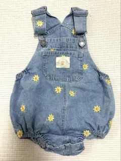 デニム花柄刺繍オーバーオール/ベビー服/80/女の子服