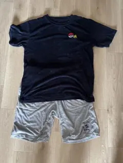 ポケモン ピカチュウ ルームウェア 上下セット ネイビー 紺 グレーパジャマ M