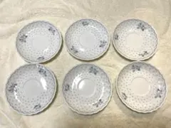 花柄装飾のホワイト皿6枚セット