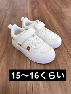 子供用　スニーカー　お花　ピカピカ　16.5