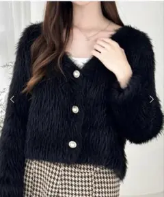 clear ビジュボタンファーカーディガン Fサイズ