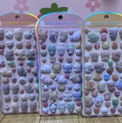 希少 コットンパフィー　シール　アニマル　パン　モノクロ　4枚セット　正規品