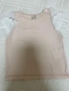 プティマイン　petit main 袖チュールフリル無地Tシャツ