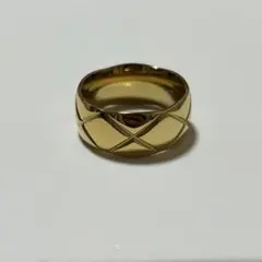 ココクラッシュ風ゴールドリング　キルティングリング　13号　高見え　上品