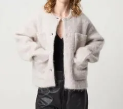 6(ROKU) モヘヤウール シャギー カーディガン