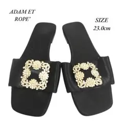 ADAM ET ROPE’　ビジューフラットサンダル　黒　23.0cmのサムネイル