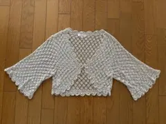 組曲　レース編み 半袖カーディガン／ボレロ　アイボリー