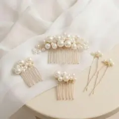 5点セット　パール　 ヘアアクセサリー　髪飾り ヘッドドレス 結婚式 卒業式