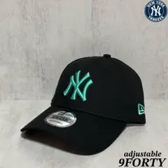 ヤンキース 9FORTY ティファニーブルー 黒 アジャスタブル キャップ ①