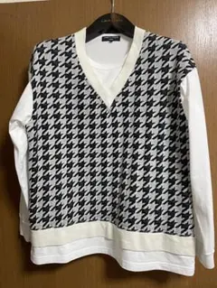 COMME des GARÇONS ハウンドトゥース Vネック S