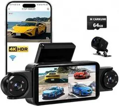4K 360度 ドライブレコーダー 4カメラ 前後左右 駐車監視 64Gのサムネイル