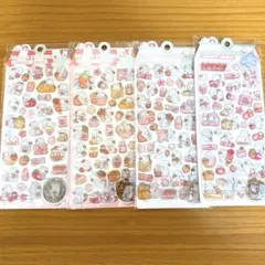ぷくぷくシール うさぎいちご系 4枚セット ぷっくり3D立体シール４枚セット
