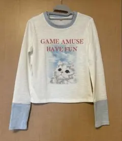 SHEIN　猫プリント 長袖 カットソー Sサイズ