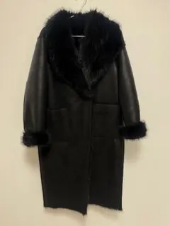 ZARA レディース ロングコート ファー付き ブラック M