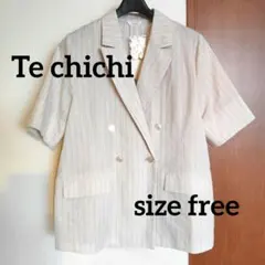 美品 Te chichi ストライプ ダブルブレストジャケット フリーサイズ