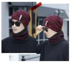 ニット帽　ネックウォーマー　2点セット　ニットキャップ　マフラー　防寒　通勤