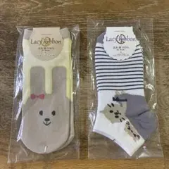 Lacy Ribbon うさぎ柄とストライプソックスセット
