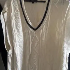 ホワイト Vネック ニットベスト